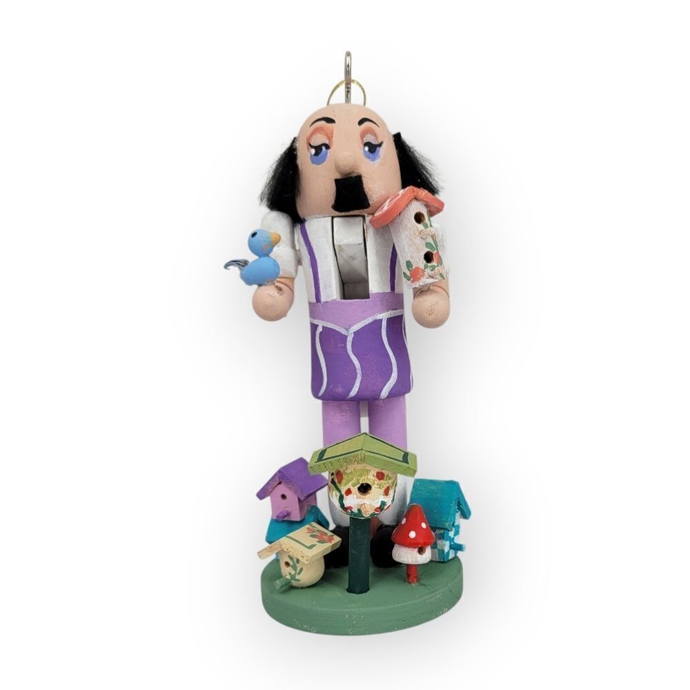 The Fairy Gourdmother Whimsical Nutcracker Ornament with Bird and Houses
